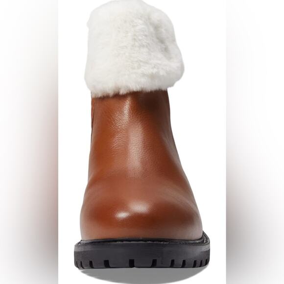 Cougar Kendal Cognac Weatherproof Leather Boots with White Fur Cuff. Size 10 NIB - Picture 12 of 13